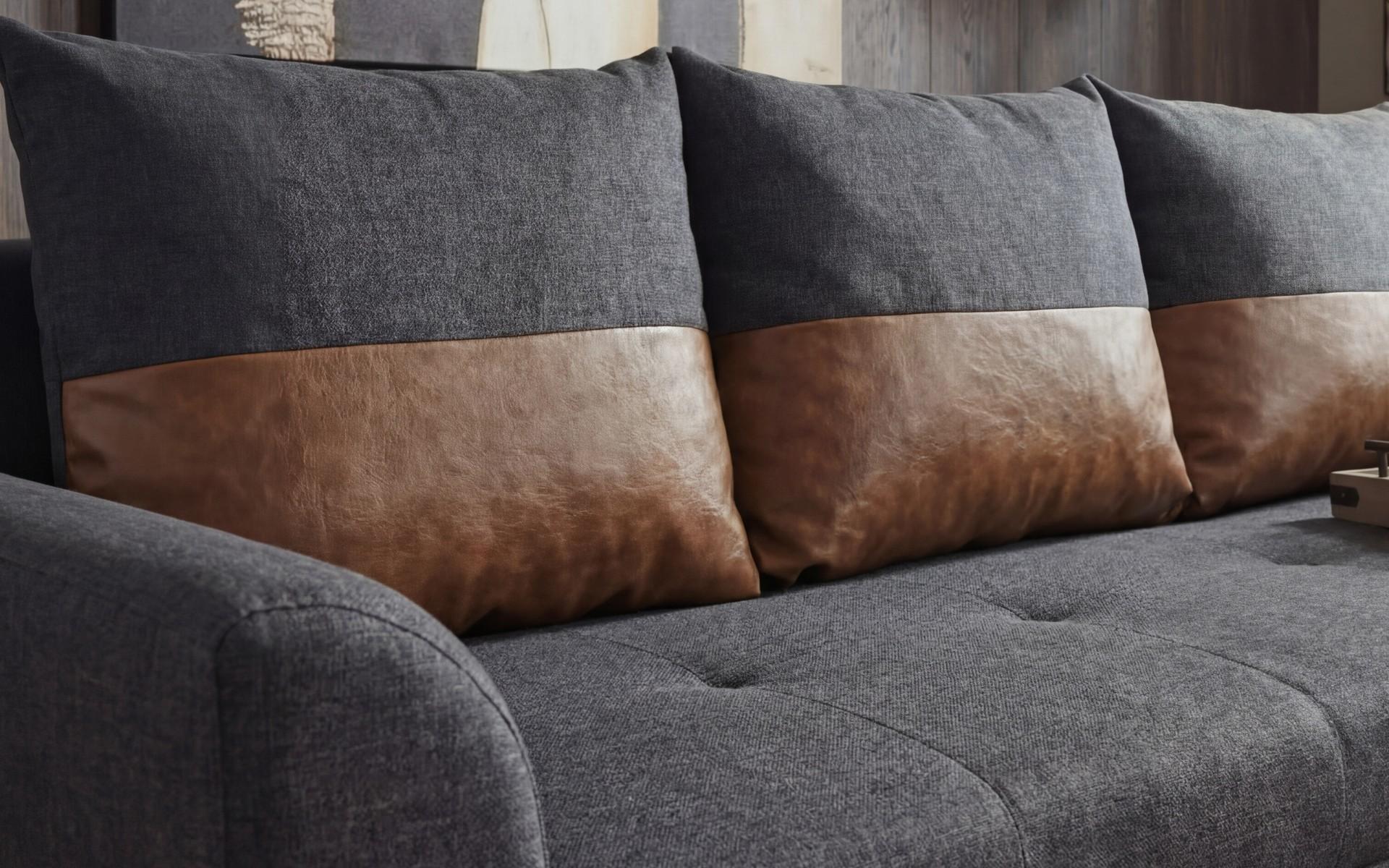 Canapea extensibila cu trei locuri Modus, gri inchis + maro  5